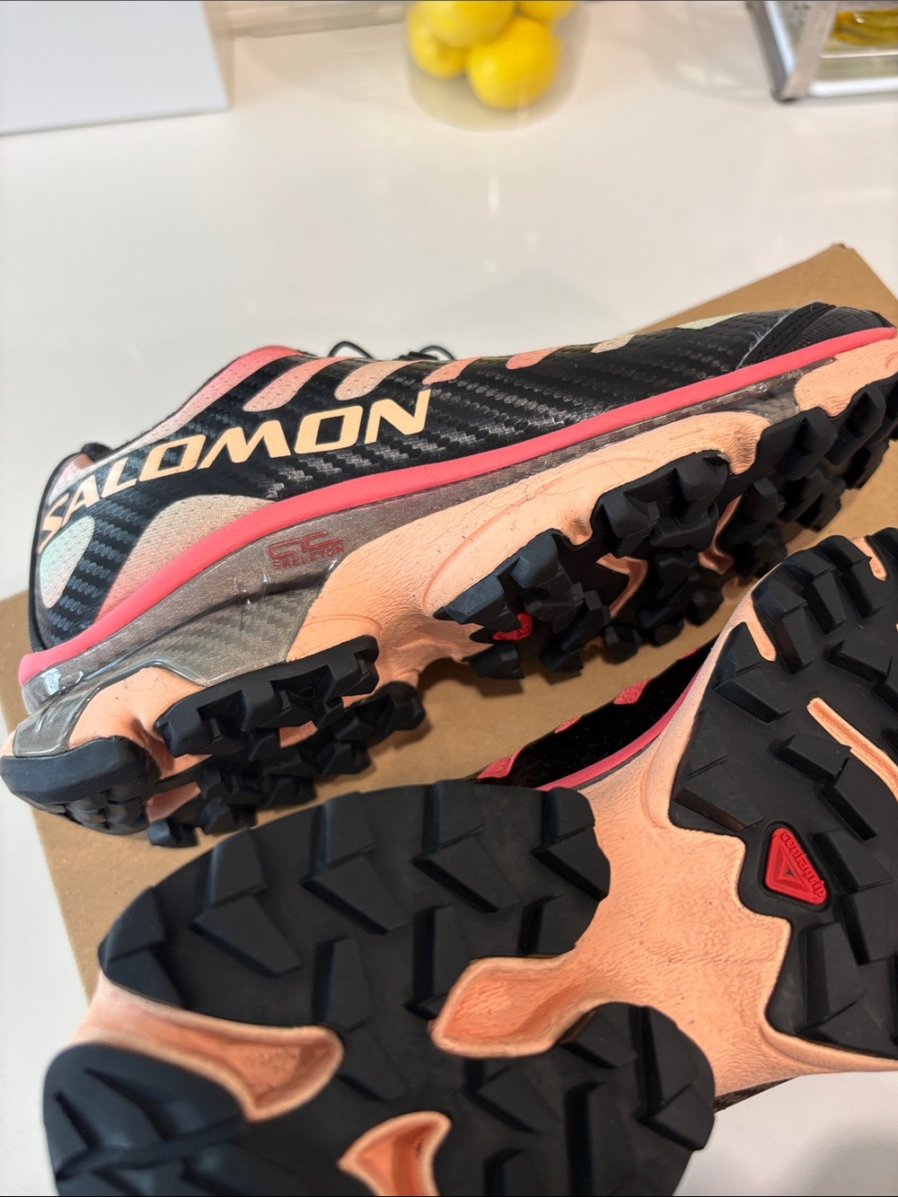 Salomon S/Lab Women's Trail Shoes in Coral, Black and Peach - Picture 9 of 11